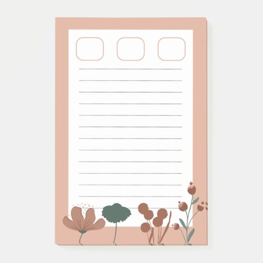 Botanischer Chic im weiblichen Rosa-Hintergrund Post-it Klebezettel (Vorderseite)