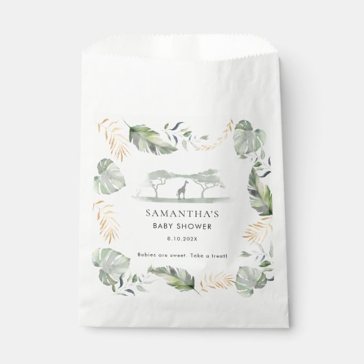Botanischer Chic Palm Blätter Giraffe Kinderdusche Geschenktütchen (Vorderseite)