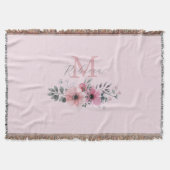 Botanischer Chic Rosa Aquarellblüte Decke (Vorderseite)