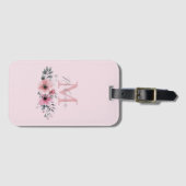 Botanischer Chic Rosa Aquarellblüte Gepäckanhänger (Vorderseite (Horizontal))