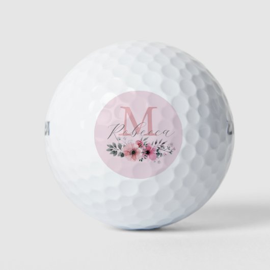 Botanischer Chic Rosa Aquarellblüte Golfball (Vorderseite)