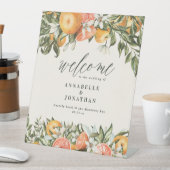 Botanischer Citrus orange moderner rustikaler Empf Sockelschild (In Situ)