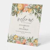 Botanischer Citrus orange moderner rustikaler Empf Sockelschild (Vorderseite)