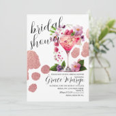 Botanischer Cocktail Berry Gold Brautparty Einladung (Stehend Vorderseite)