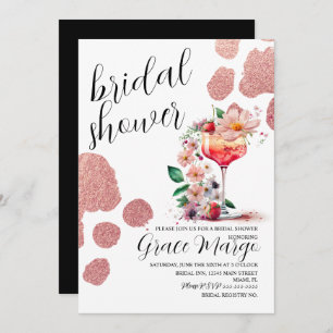 Botanischer Cocktail Rose Gold Brautparty Einladung