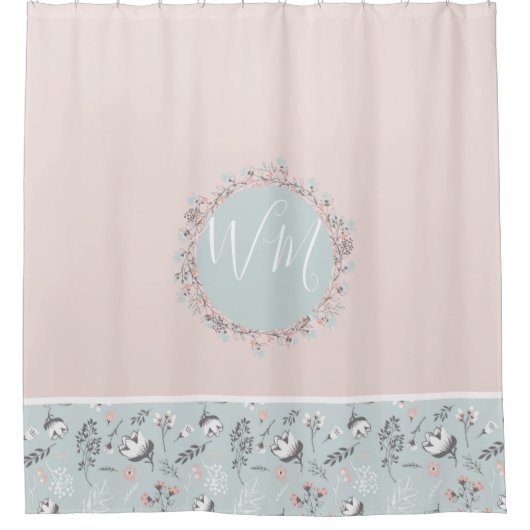 Botanischer Countdown-Rosa Duschvorhang (Vorderseite)