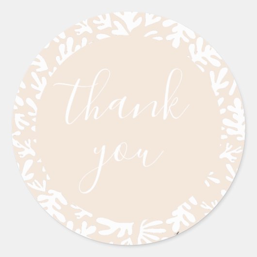 Botanischer Creme-Kleinbetrieb-Kunde Vielen Dank Runder Aufkleber (Vorderseite)