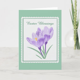 Botanischer Crocus Briefmarke Ostern Feiertagskarte