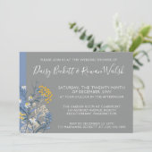 Botanischer Daisy Yellow & Navy Polterabend Einladung (Stehend Vorderseite)