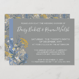 Botanischer Daisy Yellow & Navy Polterabend Einladung