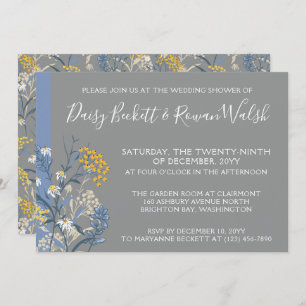 Botanischer Daisy Yellow & Navy Polterabend Einladung