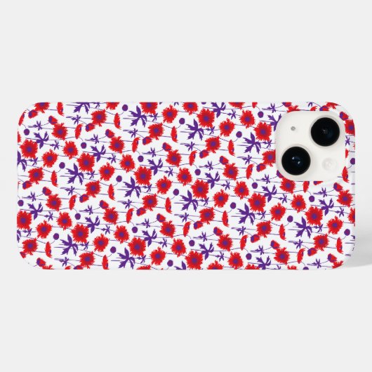 Botanischer Damaskop, weißer Mohnhörer Case-Mate iPhone Hülle (Rückseite (Horizontal))