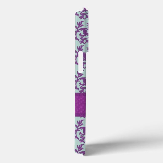 Botanischer Damast lila blass smaragdgrün  Case-Mate iPhone Hülle (Rückseite / Rechts)