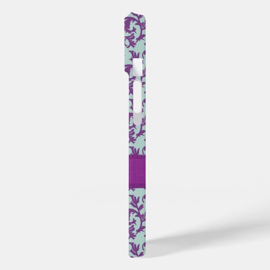 Botanischer Damast, lila Smaragdgrüne Handy Case-Mate iPhone Hülle (Rückseite / Links)