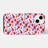 Botanischer Damast-Mohn weißes iPhone-Case iPhone Hülle (Rückseite (Horizontal))