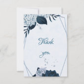 Botanischer Dank für die eleganten blauen und stau Dankeskarte (Vorderseite)