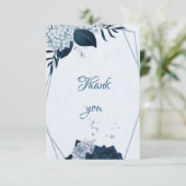 Botanischer Dank für die eleganten blauen und stau Dankeskarte (Stehend Vorderseite)