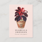 Botanischer Designer Logo Pink QR Code Social Medi Visitenkarte (Vorderseite)