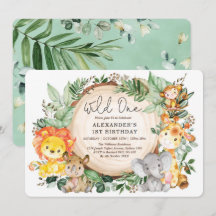 Botanischer Dschungel Tiere Wild 1. Geburtstag