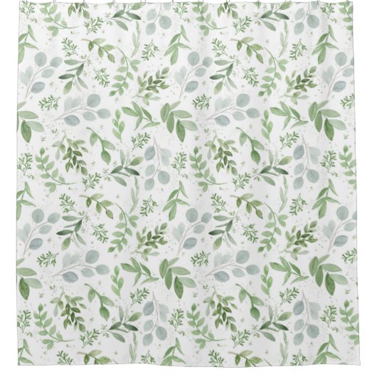 Botanischer Duschvorhang im grünen Wasser (Vorderseite)