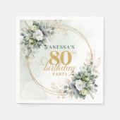 Botanischer Dusty Green Eukalyptus 80. Geburtstag  Serviette (Vorderseite)
