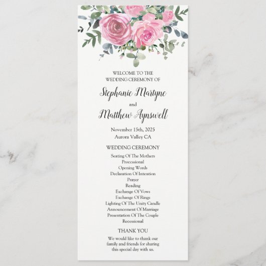 Botanischer Dusty Pink Bläschen Eukalyptus Programm (Vorderseite)