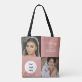 Botanischer Dusty Rose Boho Foto Weißes Skript-Log Tasche (Rückseite)