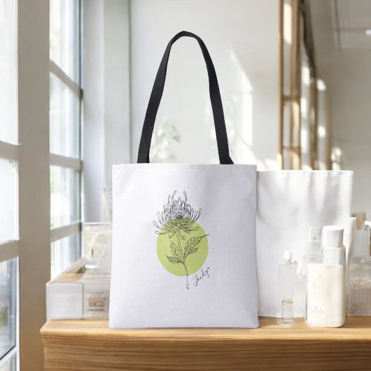 Botanischer einfacher Minimalgeflecht von Dahlia m Tasche