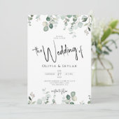 Botanischer Elegant QR Code UAWG alle in einer Hoc Einladung (Stehend Vorderseite)