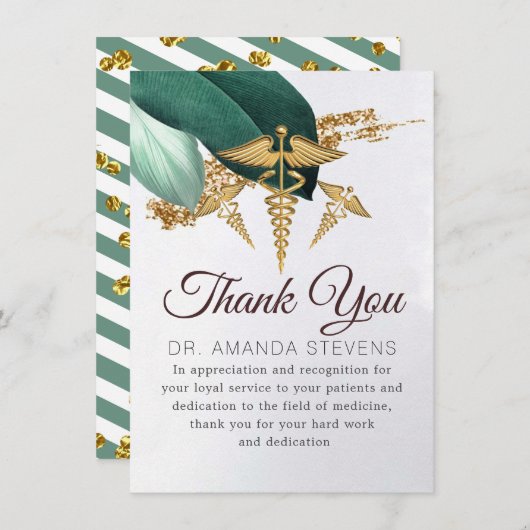 Botanischer Eleganter Arzt | Krankenversicherung D Dankeskarte (Vorne/Hinten)