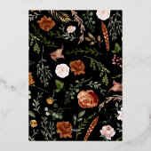 Botanischer, eleganter, schwarzer Terrakotta Folien Feiertagskarte (Rückseite)