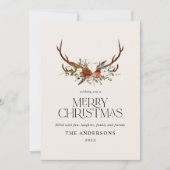 Botanischer, eleganter Steppenblütenschwarz Feiertagskarte (Vorderseite)