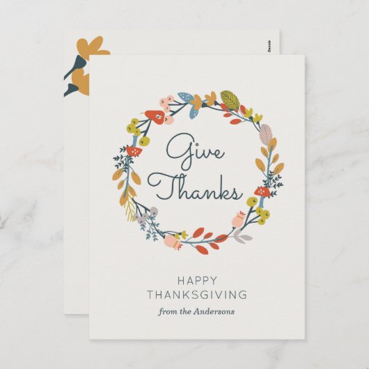 Botanischer Erntedank Feiertagspostkarte (Vorne/Hinten)