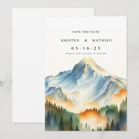 Botanischer essbarer Berg Save The Date (Vorne/Hinten)