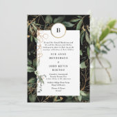 Botanischer Eukalyptus aus Premium Black Gold Mono Einladung (Stehend Vorderseite)