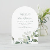 Botanischer Eukalyptus Boho Arch Form Brautparty Einladung (Stehend Vorderseite)