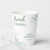 Botanischer Eukalyptus-Brunch & Bubbly-Brautjungfe Pappbecher (Rückseite)