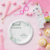 Botanischer Eukalyptus-Brunch & Bubbly-Brautjungfe Pappteller (Party)