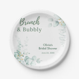Botanischer Eukalyptus-Brunch & Bubbly-Brautjungfe Pappteller