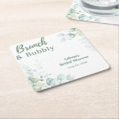 Botanischer Eukalyptus-Brunch & Sprudel-Brautjungg Rechteckiger Pappuntersetzer (angewinkelt)