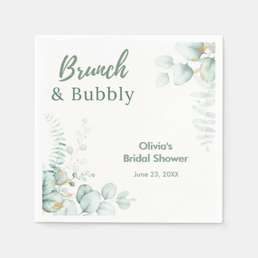 Botanischer Eukalyptus-Brunch & Sprudeliger Brauta Serviette (Vorderseite)