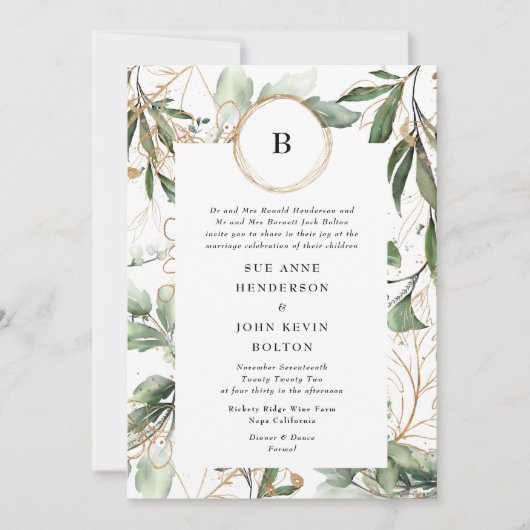 Botanischer Eukalyptus-Circles-Moss Einladung (Vorderseite)