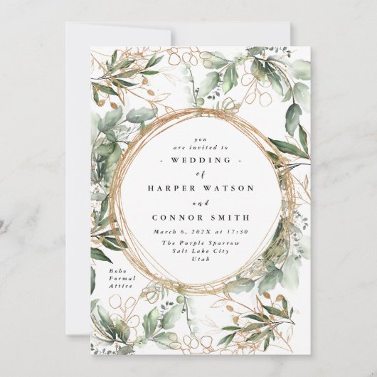 Botanischer Eukalyptus Eleganter Fall Einladung (Vorderseite)