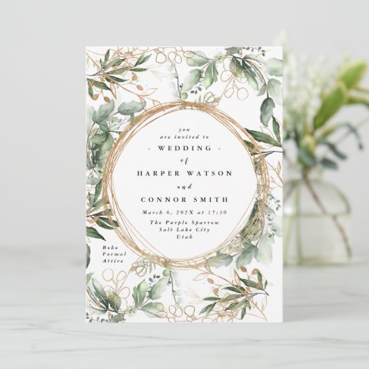 Botanischer Eukalyptus Eleganter Fall Einladung (Stehend Vorderseite)