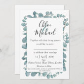 Botanischer Eukalyptus Gerahmt Einladung w Bibelve (Vorne/Hinten)