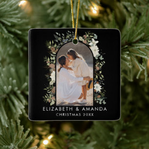 Botanischer Eukalyptus-Grün-Weihnachtsbaumschmuck Keramikornament