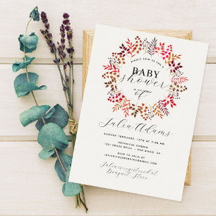 Botanischer Eukalyptus-Herbstlaub-Kranz Baby Showe Einladung
