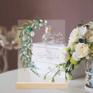 Botanischer Eukalyptus Herbstlaub Kranz Hochzeit Acryleinladungen