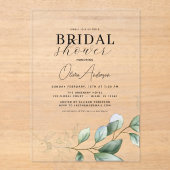 Botanischer Eukalyptus Modernes Brautparty Rustika Acryleinladungen (Vorderseite)