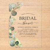 Botanischer Eukalyptus Modernes Brautparty Rustika Acryleinladungen (Vorderseite)